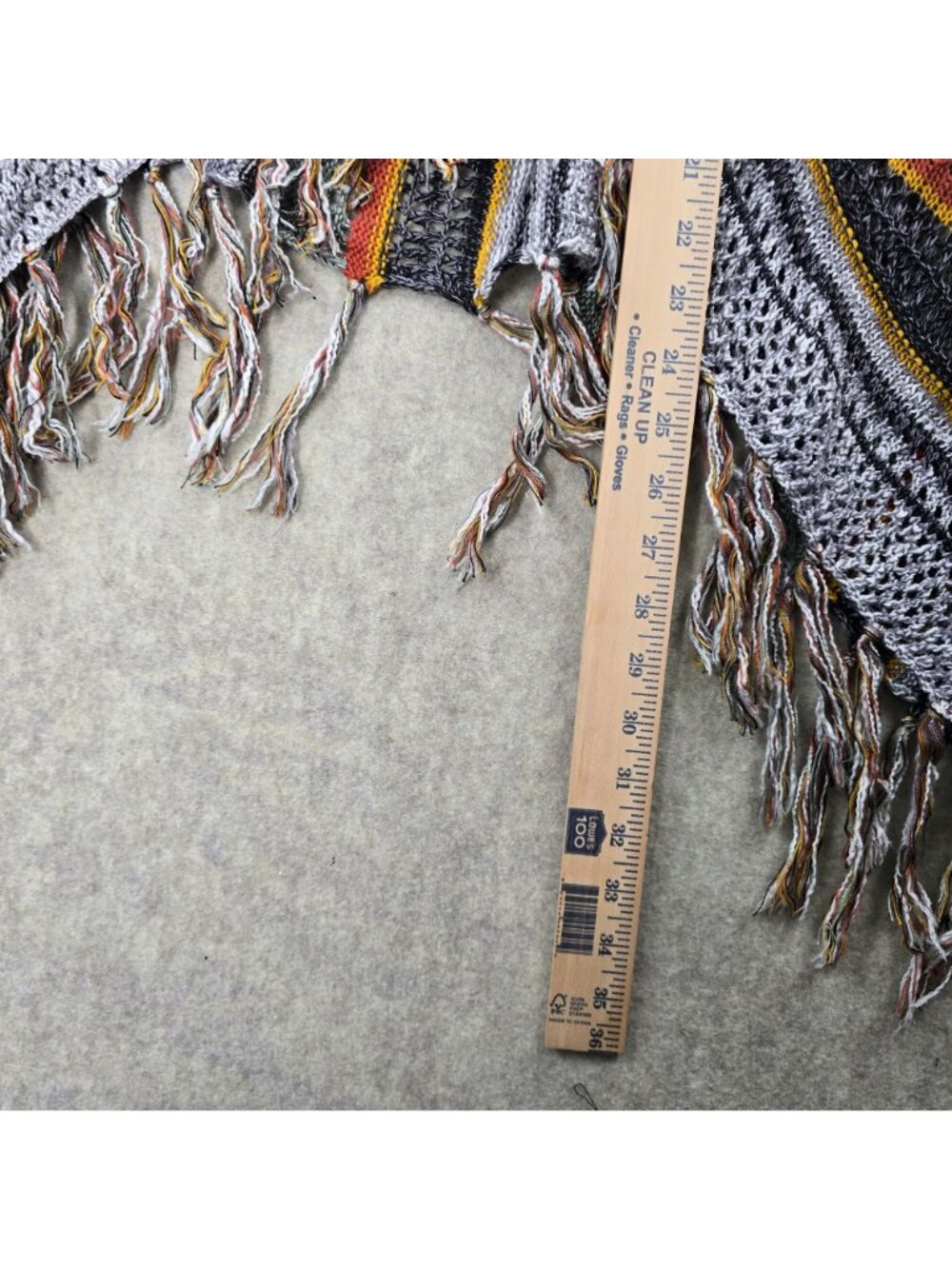 POOF Boho Fringe Knit Cardigan Sweater Multicolor Open-Front Striped Lightweight - Picture 6 of 7